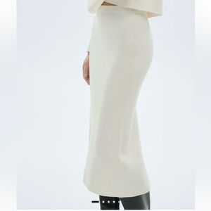 Mango Elegant Ivory Maxi Skirt